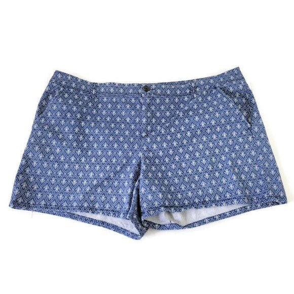 Liz Claiborne Womens Shorts 18 Classic Blue Floral Casual Zip Fly FLO209E - Picture 1 of 10